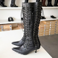 Genuine Leather Corset Boots D-Ring