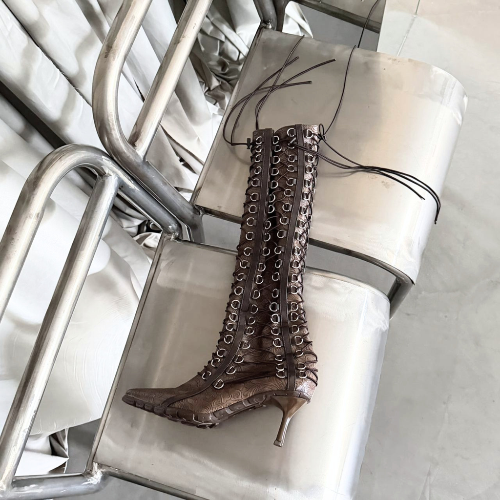 Corset boots elastic laces