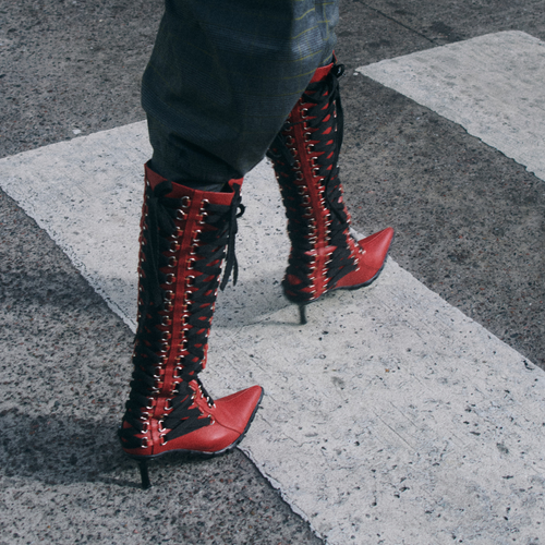 Corset boot Red lace-up