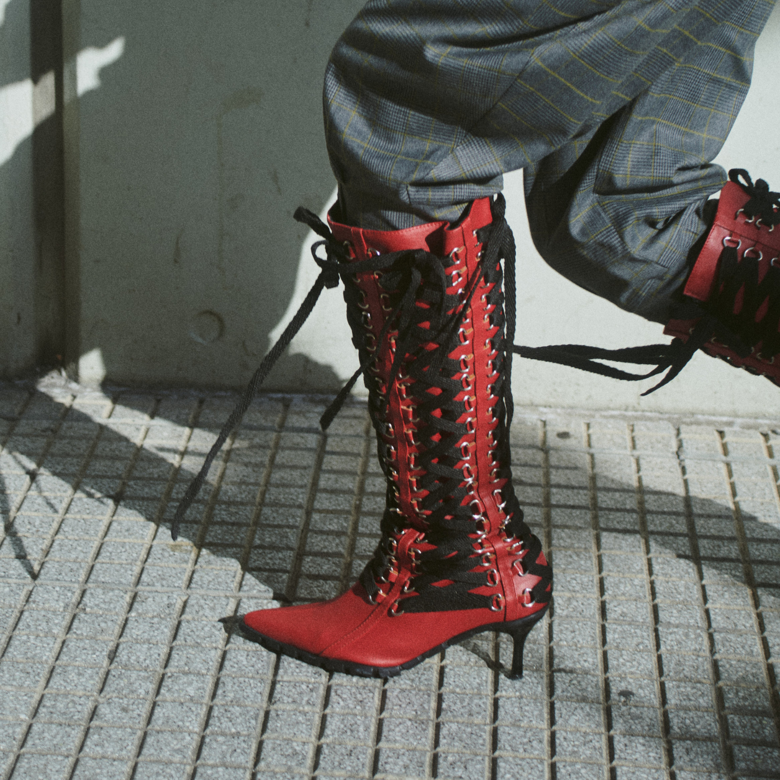 Corset boot Red lace-up